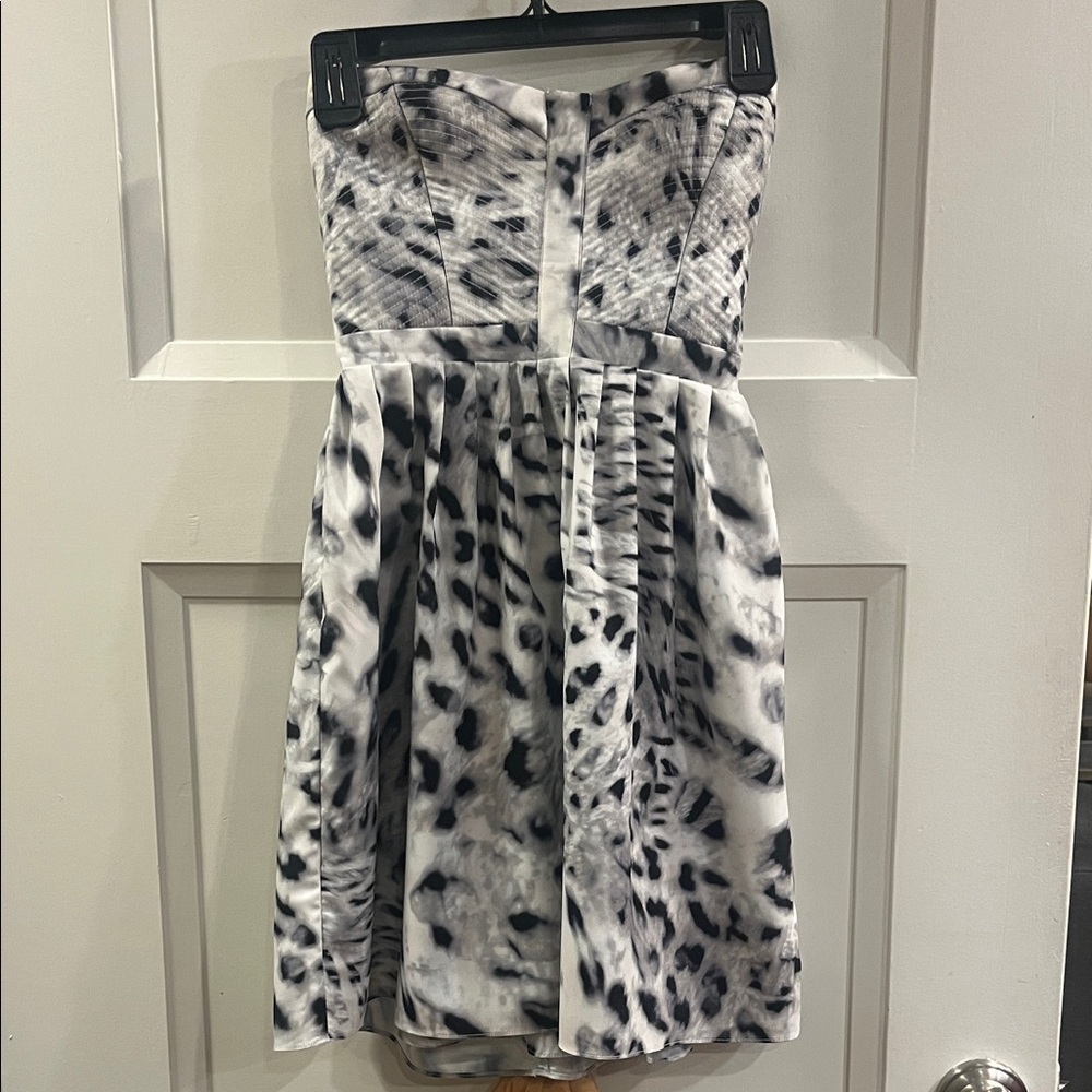 Parker Black and White Strapless Dress